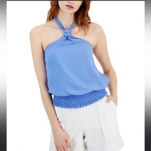 574M NWT INC International Concepts Banded Bottom Backless Halter Top - Size: XS